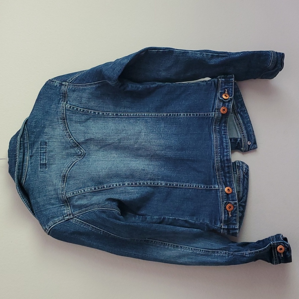 PARASUCO Ergonomic Jeans Denim Jacket Distressed Stretchy Slim Fit Small NWOT - Picture 5 of 9